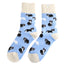 Miss Sparrow Thick Winter Socks Cats Powder Blue