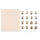 A sheet of cute animal stickers displayed on a white card with a large blank beige space on the left. The stickers feature small illustrated rabbits, foxes, a raccoon, and a bear in soft pastel clothing and colors.