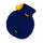 A novelty hot water bottle design of The Beatles, featuring the text 'St. Peppers Lonely Hearts Club Band' in yellow and red on a white background, with a navy blue top and yellow pom-pom ties, isolated on a white background.