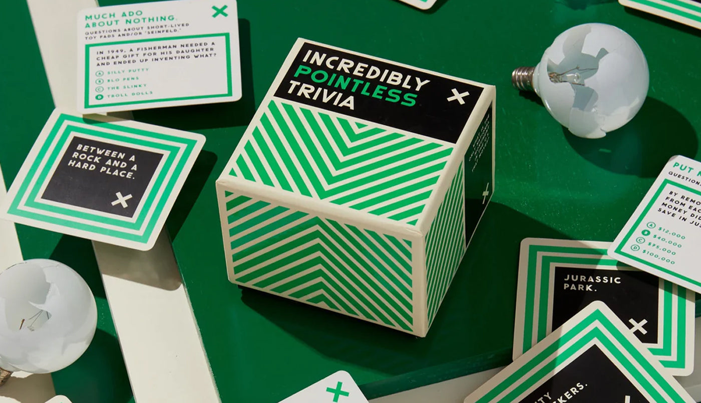 Brass Monkey Goods incredibly pointless trivia card game.