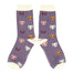 Miss Sparrow Kitty Face Lavender Socks