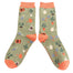 Miss Sparrow In The Allotment Moss Socks