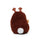 A small plush toy shaped like a reindeer character, with brown fur, a white belly patch, tan face and paws, brown antlers, and a red nose, photographed on a clean white background.