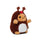 A small plush toy shaped like a reindeer character, with brown fur, a white belly patch, tan face and paws, brown antlers, and a red nose, photographed on a clean white background.