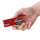 Hightide Penco Red Steel Stapler in hand for scale