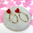 Aloe Red Heart Gold Irregular Hoop Earrings