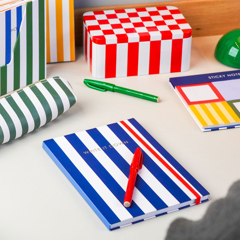 Breton Stripe 'Write It Down' A5 Notebook | 128 Ruled Pages – Utility Gift