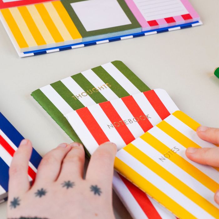Set of 3 Breton Stripe Ruled A6 Notebooks