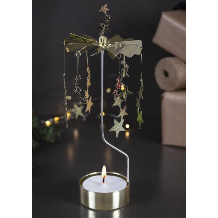 Pluto Design Gold Night Sky Rotary Candle Holder