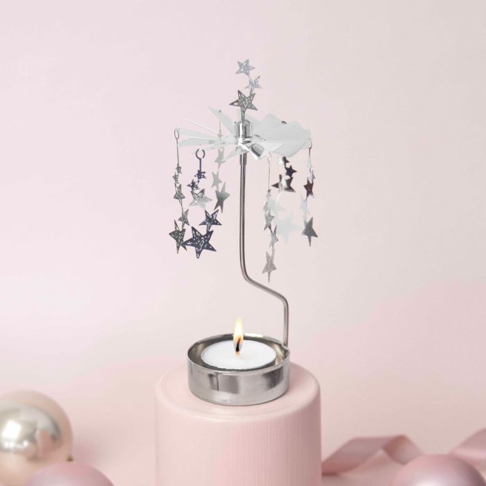 Pluto Design Silver Night Sky Rotary Candle Holder