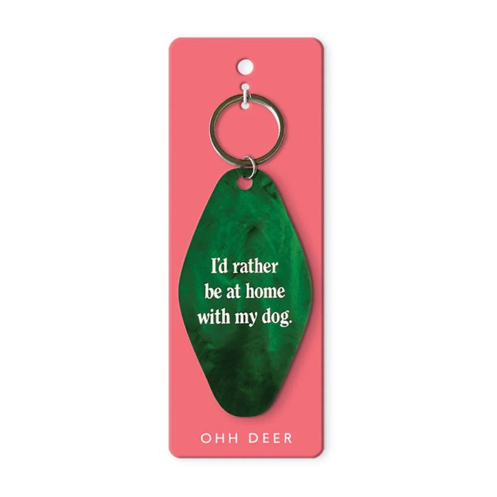 At Home With My Dog Retro Keyring