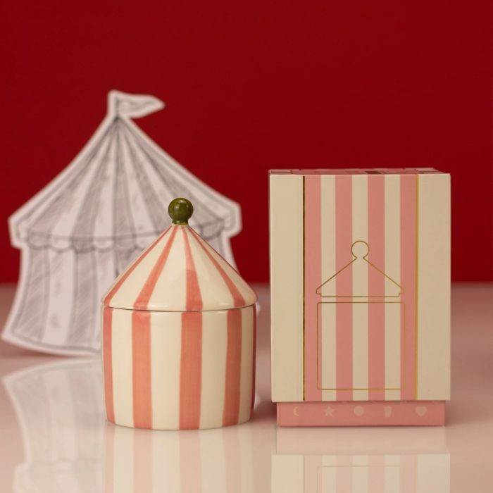 Zesty Lemons Carnival Pink Stripe Candle Fig & Neroli - Illusionist
