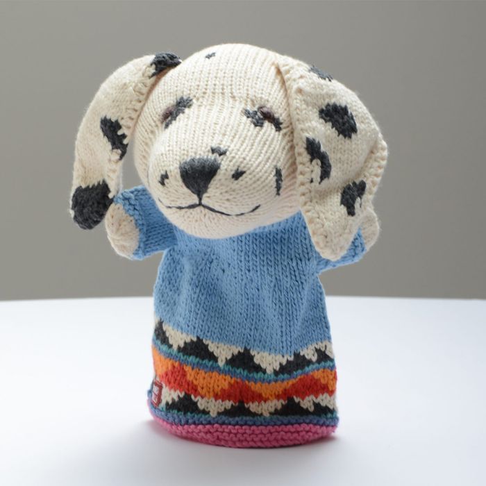ChunkiChilli Dalmatian Knitted Hand Puppet