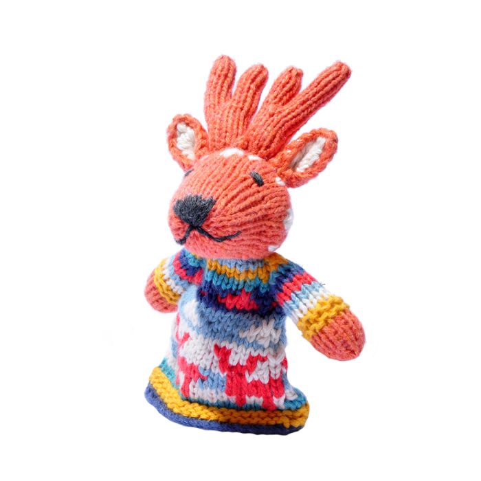ChunkiChilli Reindeer Knitted Finger Puppet