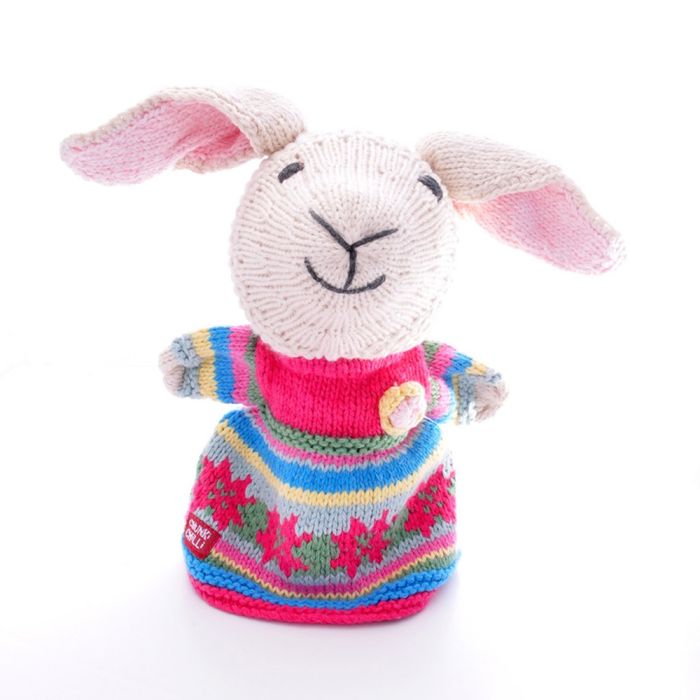 ChunkiChilli Lamb Patterned Dress Knitted Hand Puppet
