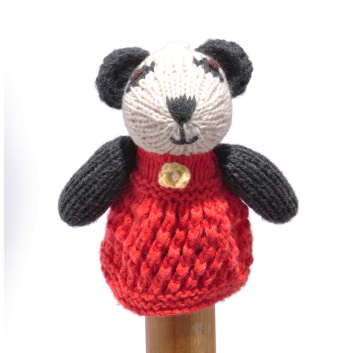 ChunkiChilli Panda Red Dress Knitted Finger Puppet