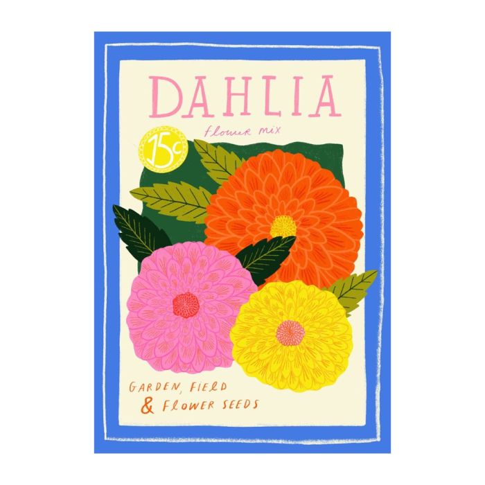 Dahlia Seed Packet A5 Print