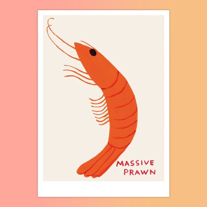 David Shrigley Prawn A5 Postcard Print
