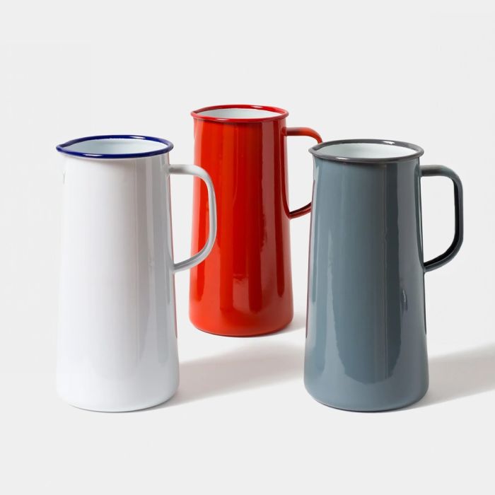 Falcon Enamelware 3 Pint Jug - White with Blue rim
