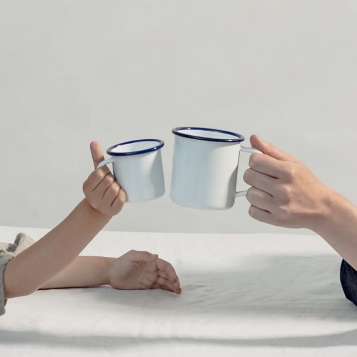 Falcon Enamelware Mug 350ml - White with Blue Rim