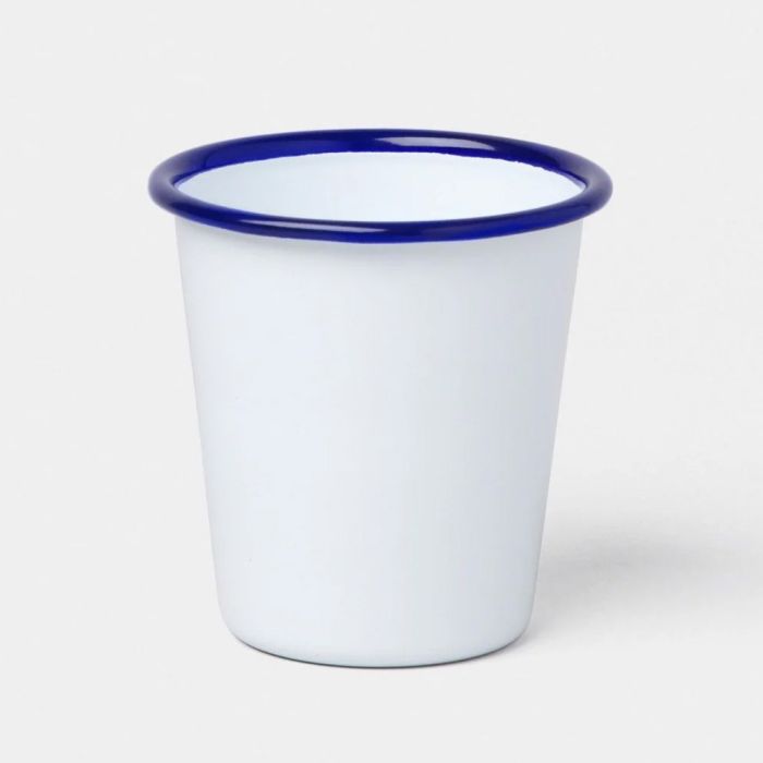 Falcon Enamelware Tumbler 310ml - White with Blue rim