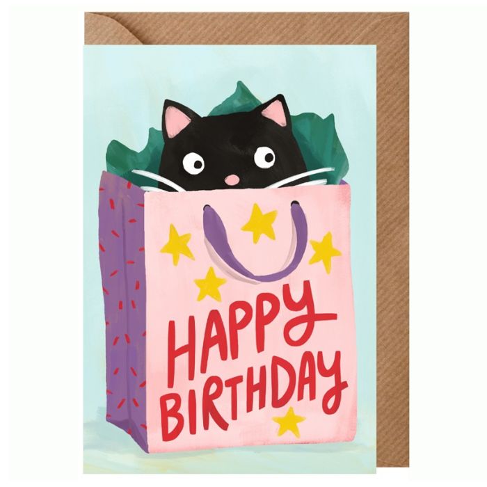 Cat Bag Birthday Card