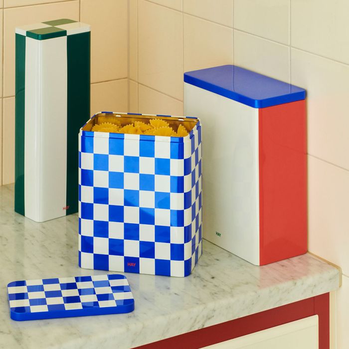 HAY Tin Container - Large - Blue & Off White