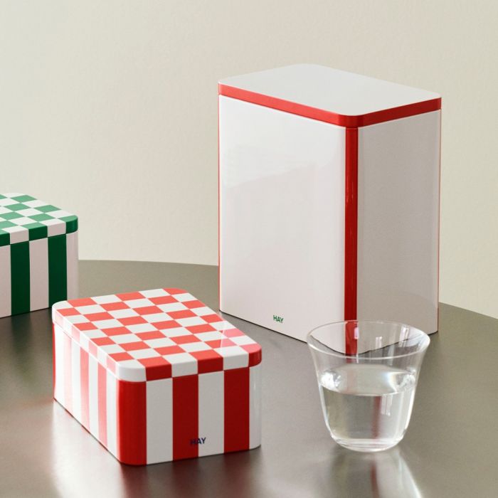 HAY Tin Container - Large Off-White and Red