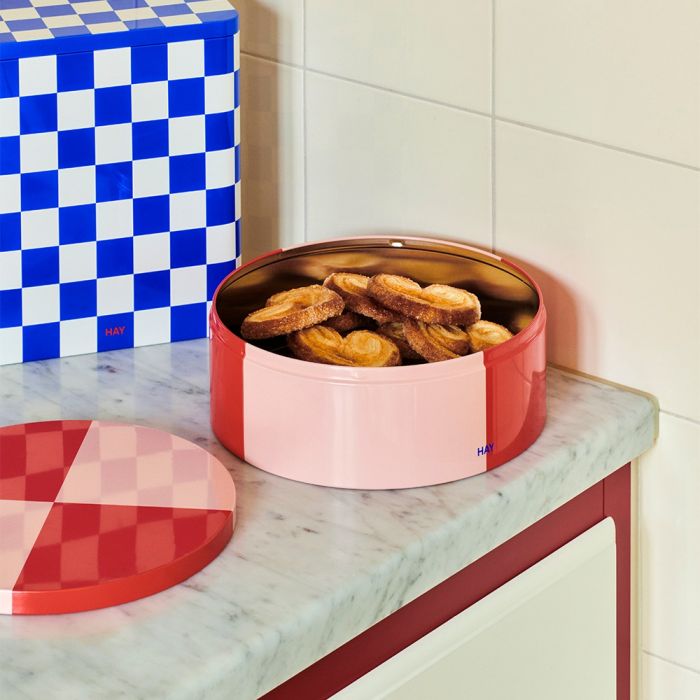 HAY Tin Container - Round Red and Soft Pink