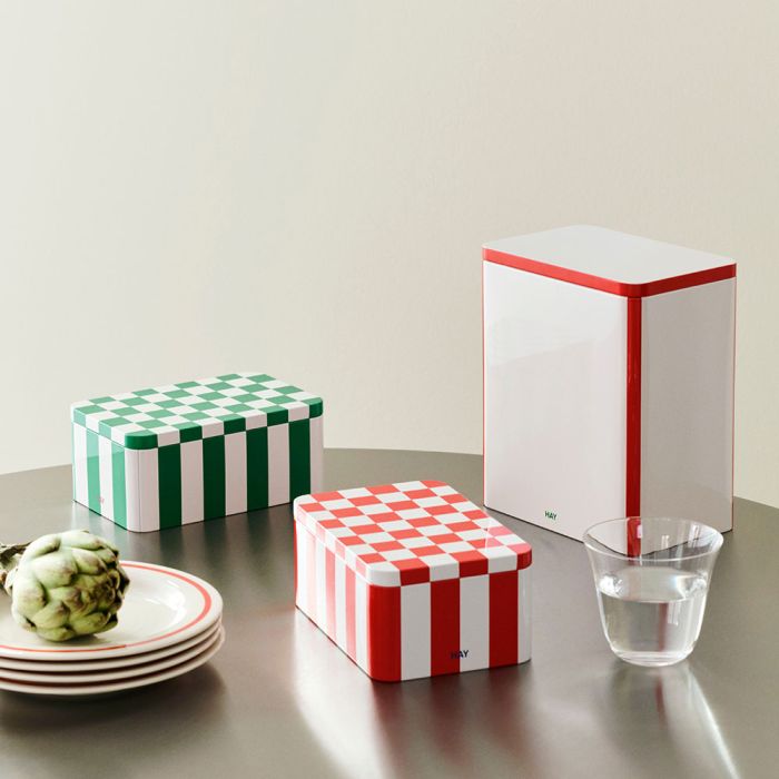 Hay Tin Container - Small - Red & Off-White