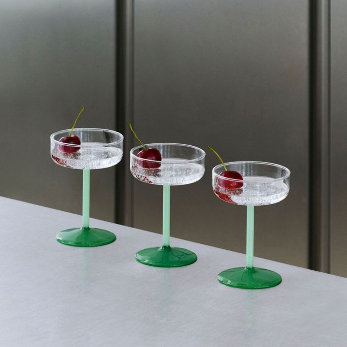 HAY Tint Coupe Glass - Set of 2 - Jade Light Green & Dark Green