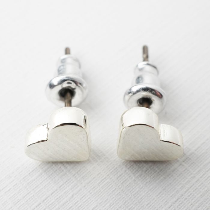 Silver Stud Earrings - Hearts