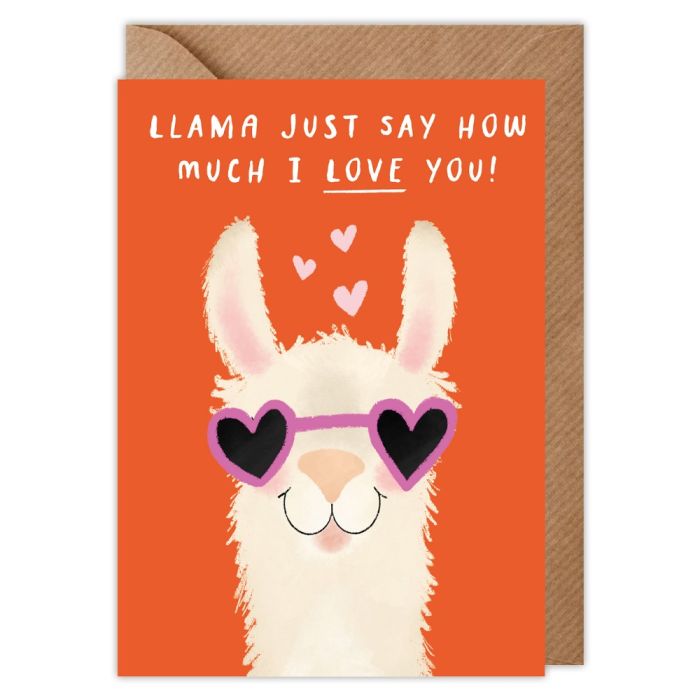 How Much I Love You Llama Valentines Card