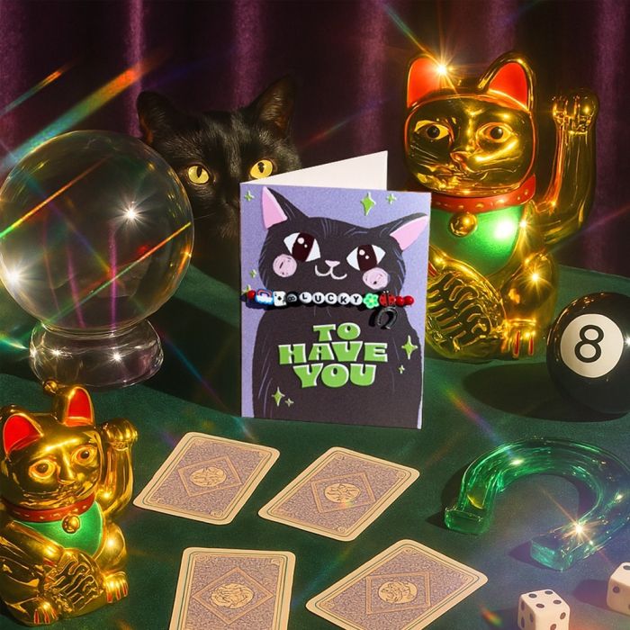 Jolly Awesome Friendship Bracelet Card - Lucky Black Cat