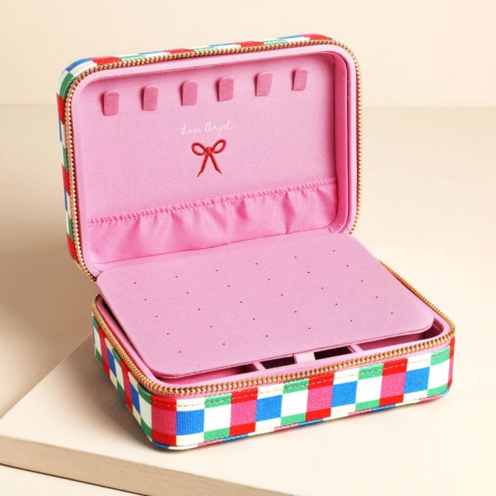 Lisa Angel Checkerboard Bow Jewellery Case
