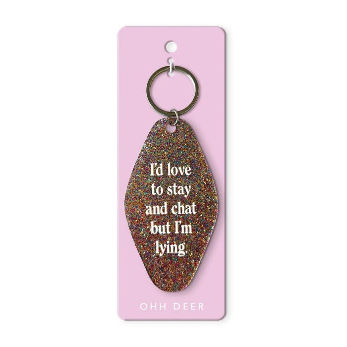 Love To Stay and Chat Retro Keyring