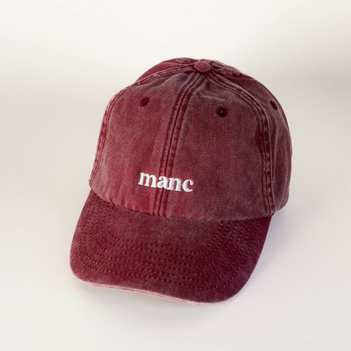 Manc Slogan Cap Vintage Red