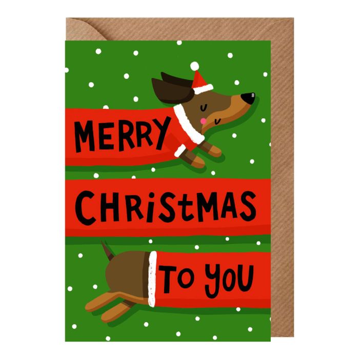 Sausage Dog Merry Christmas to You Card