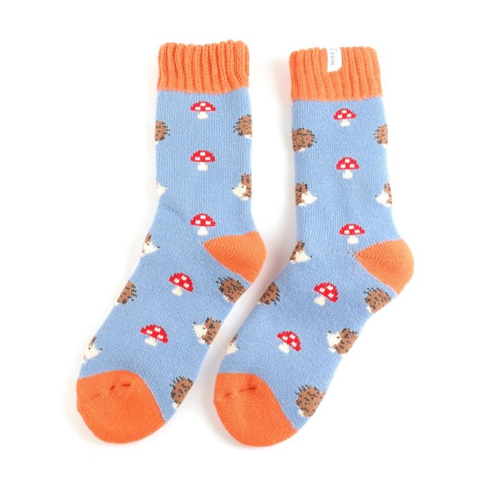 Miss Sparrow Thick Winter Socks Hedgehogs & Toadstools