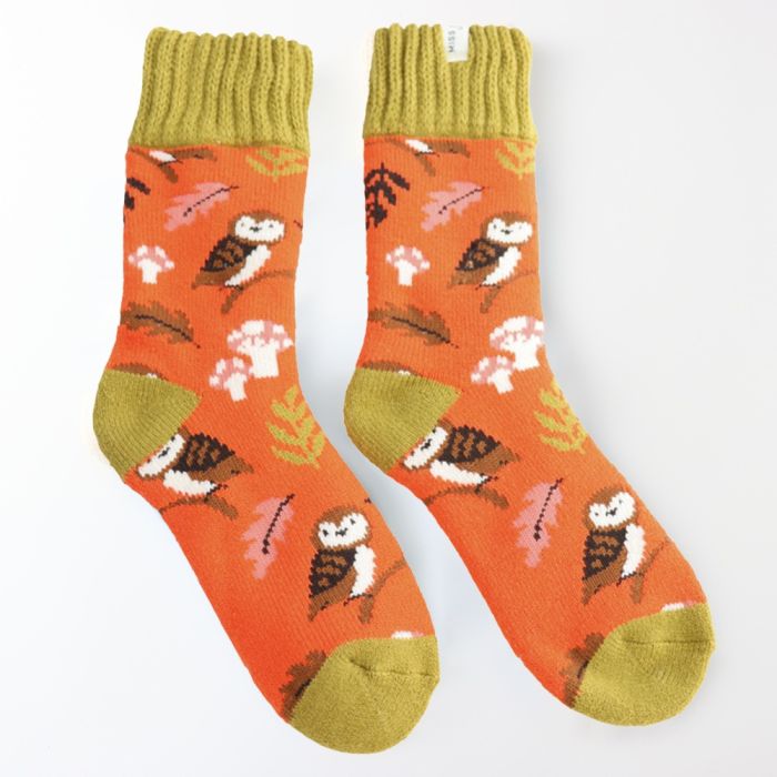 Miss Sparrow Thick Winter Socks Woodland Orange
