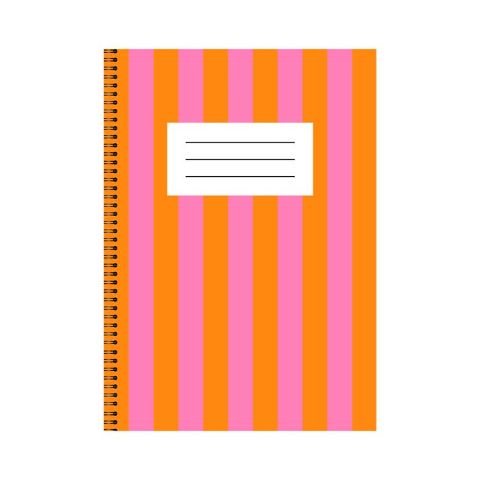 Orange & Pink Stripe A5 Notebook