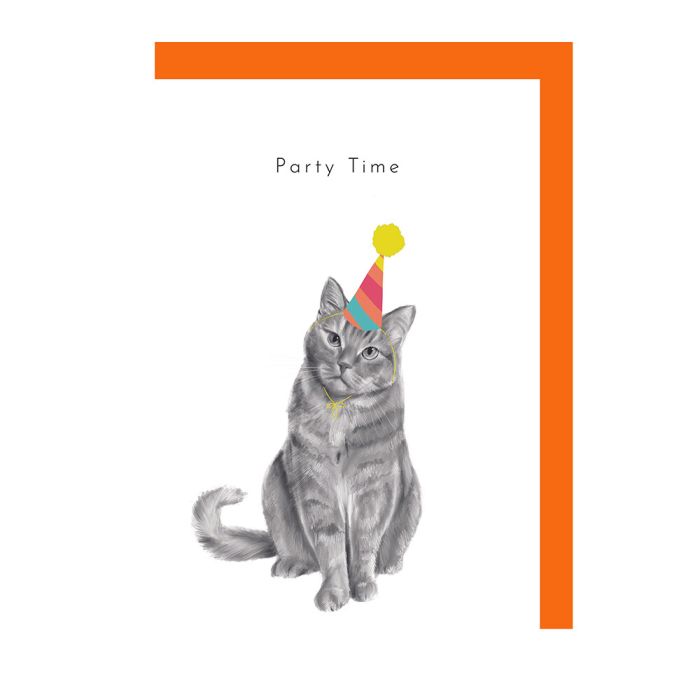 Cat Party Time Card