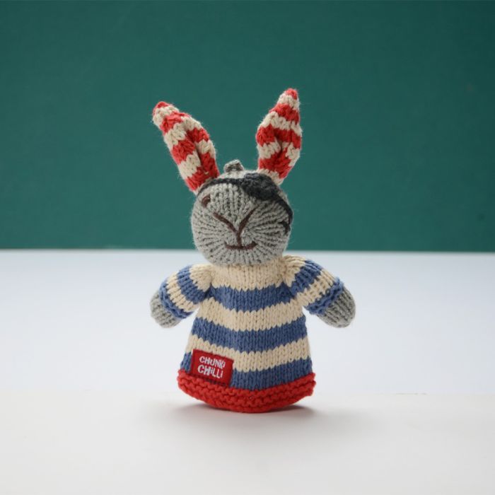 ChunkiChilli Rabbit Pirate Knitted Finger Puppet