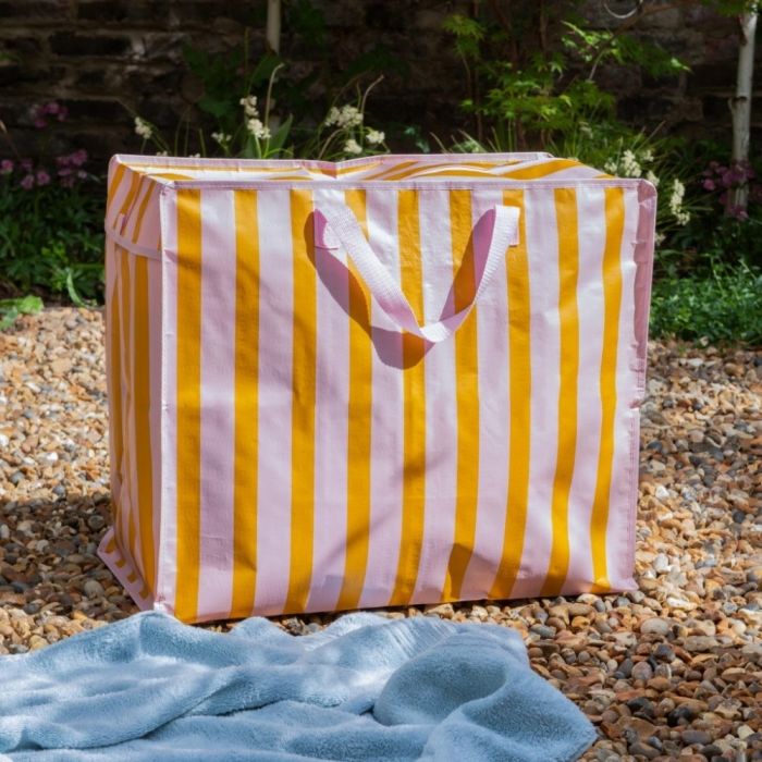 Rex London Striped Jumbo Storage Bag - Pink & Orange