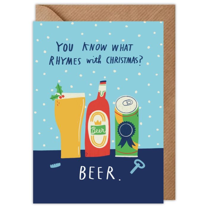 Rhymes With Beer Christmas Card