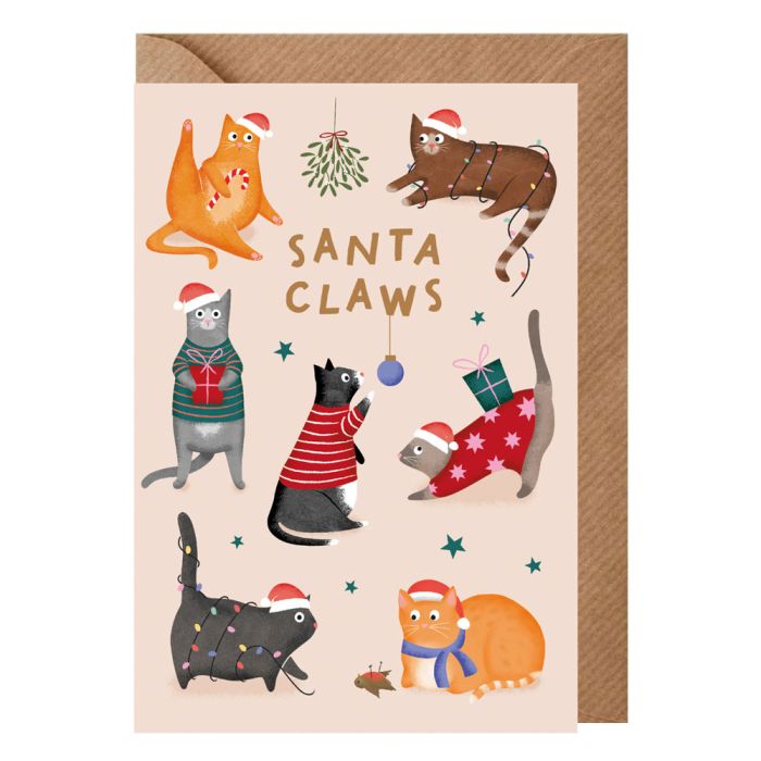 Santa Claws Cats Christmas Card