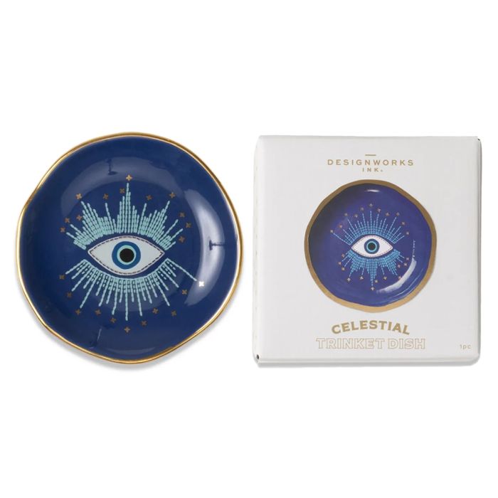 Blue Starry Eyed Round Trinket Dish