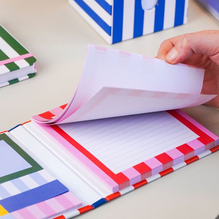 Red Stripe Sticky Notes & Notepad Set