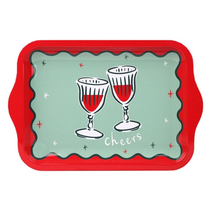 Small Metal Christmas Tray Cheers