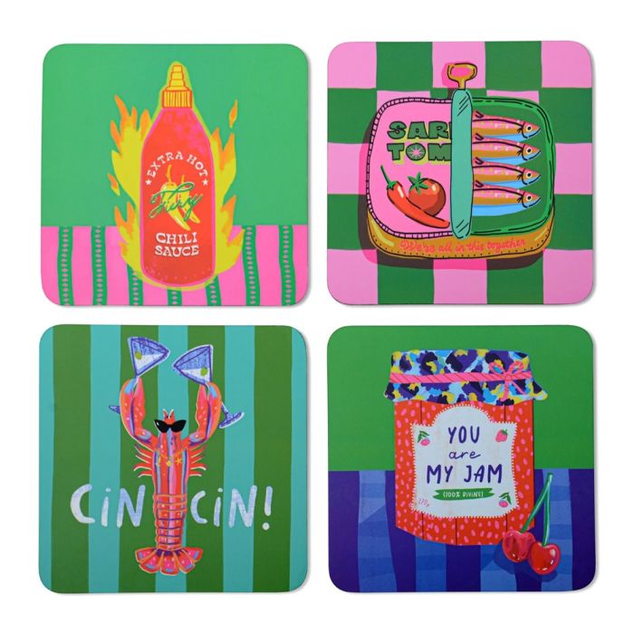 HiJinx Set of 4 Coasters - The Foodie